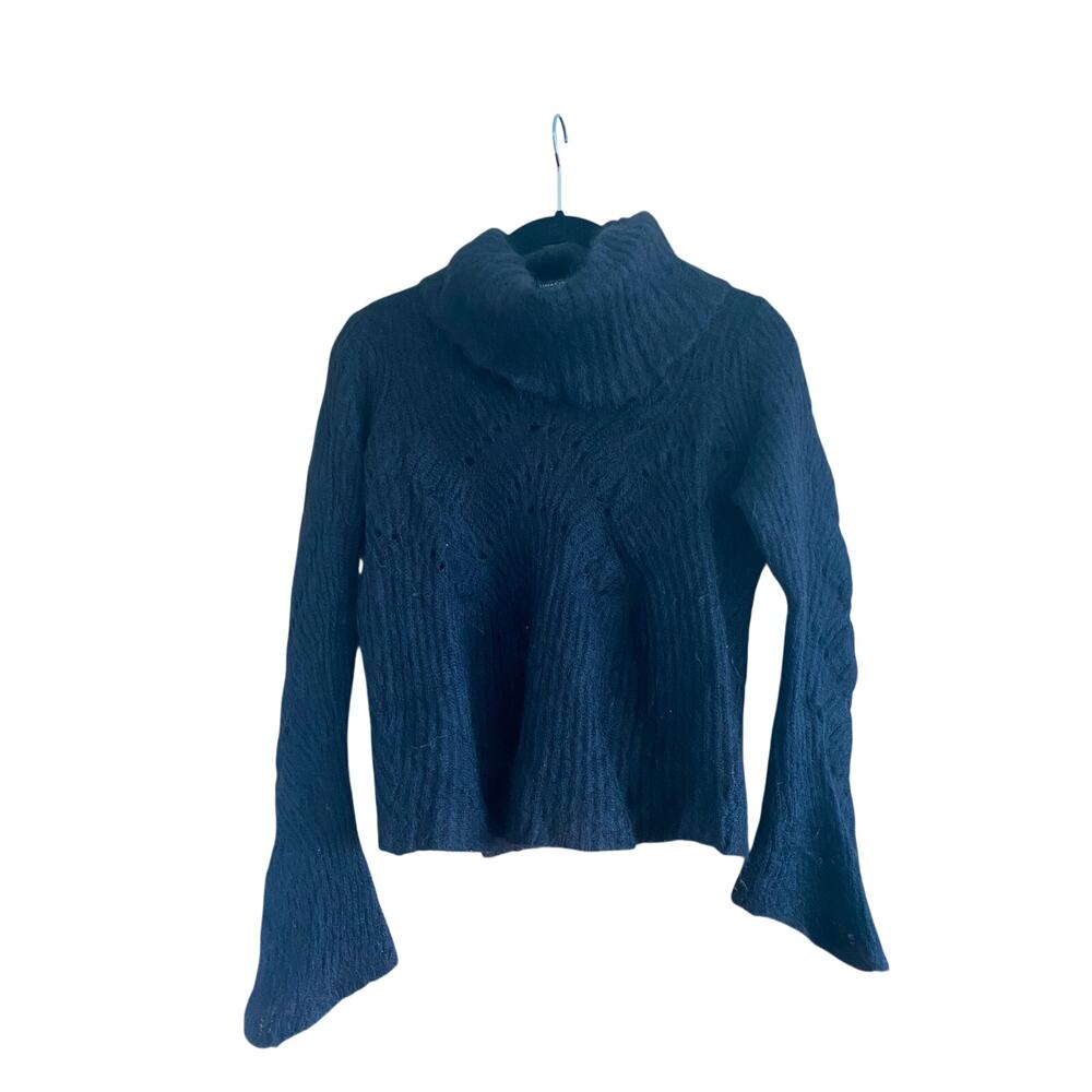 Luisa Cerano Cropped Mohair Turtleneck Bell Sleeve Sweater